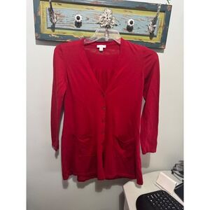 J.Jill Red Button Front
Longline‎ Cardigan Sweater Pockets Sz S Capsule Layering